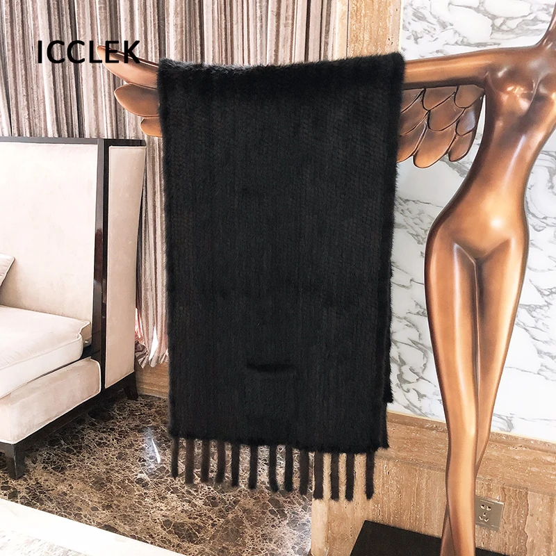 Mink Fur Shawl Women Winter Warm Luxury Large Size Fur Scarf Ladies Knitted Fur Scarves Women Wraps Evening Party Bridal Shawls