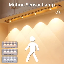 Motion Sensor LED Bar Light Rechargeable Cabinet Light 3 Colors Dimming  Kitchen Light for Closet Wardrobe Stairs 20/30/40/50cm