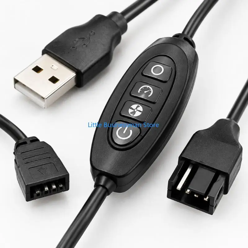 Three Speed USB 5V to 12V 4Pin Fan Control Cable with Integrated ARGB Adjustment M76A