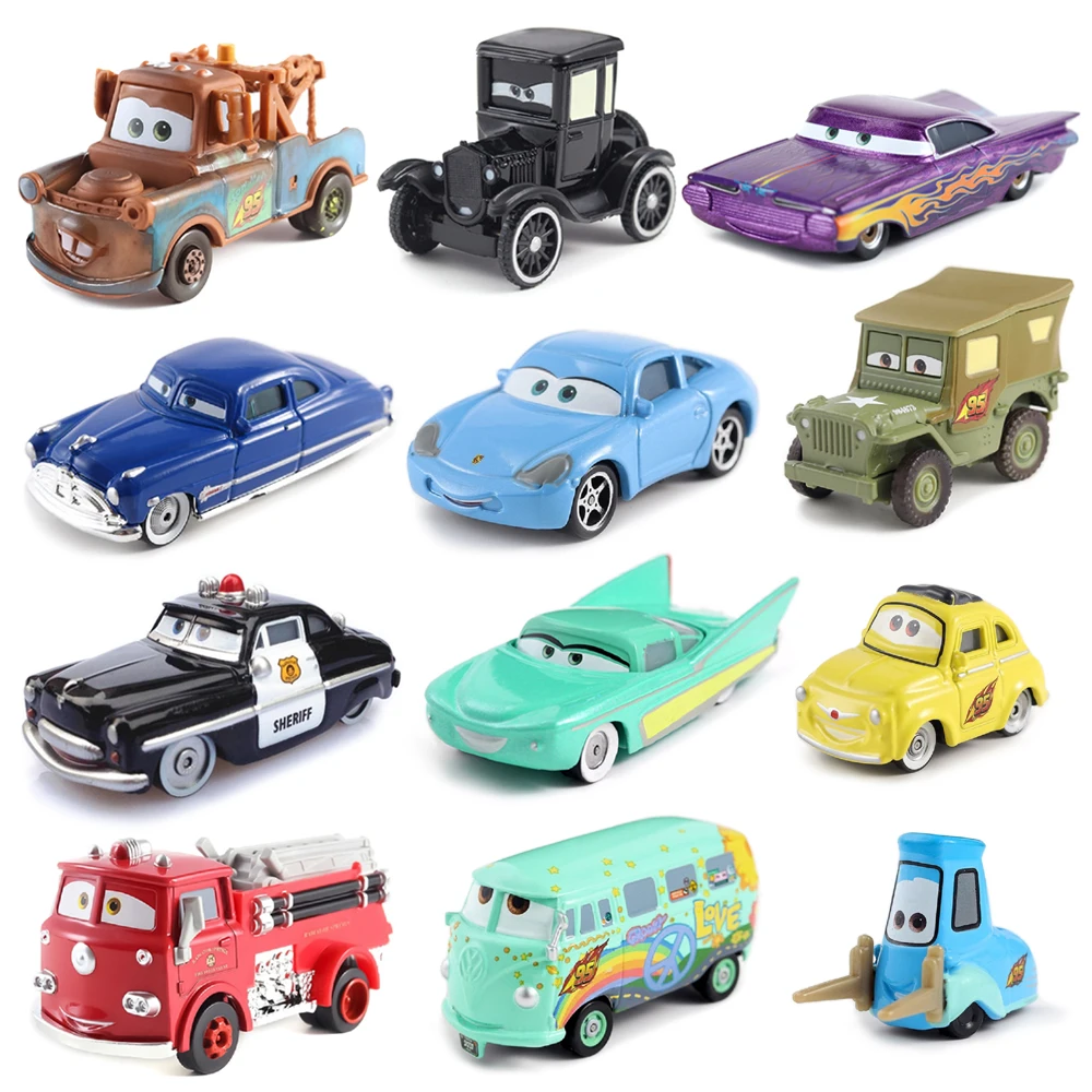 Cars Toy Residents Of Radiator Springs Anime Character Mater Fillmore Sheriff Lizzie Alloy Toy Car For Children