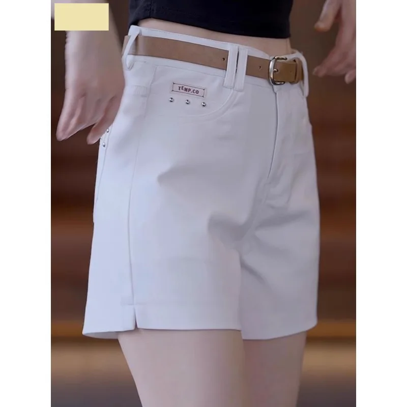 Белые шорты, жаркие летние тонкие удобные модные облегающие шорты с высокой талией три четверти