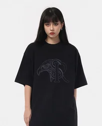 良質の純綿Tシャツ,花柄プリント,ストリートスタイル,ルーズフィット,アウトドア用,女の子用,高品質,2024