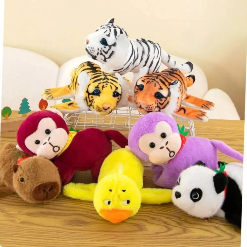 New Capybara Plush Doll Slap Bracelet Monkey Tiger Plush Wrist Band Gift Interactive Toy Animal Slap Bracelets Kids Girl Toy