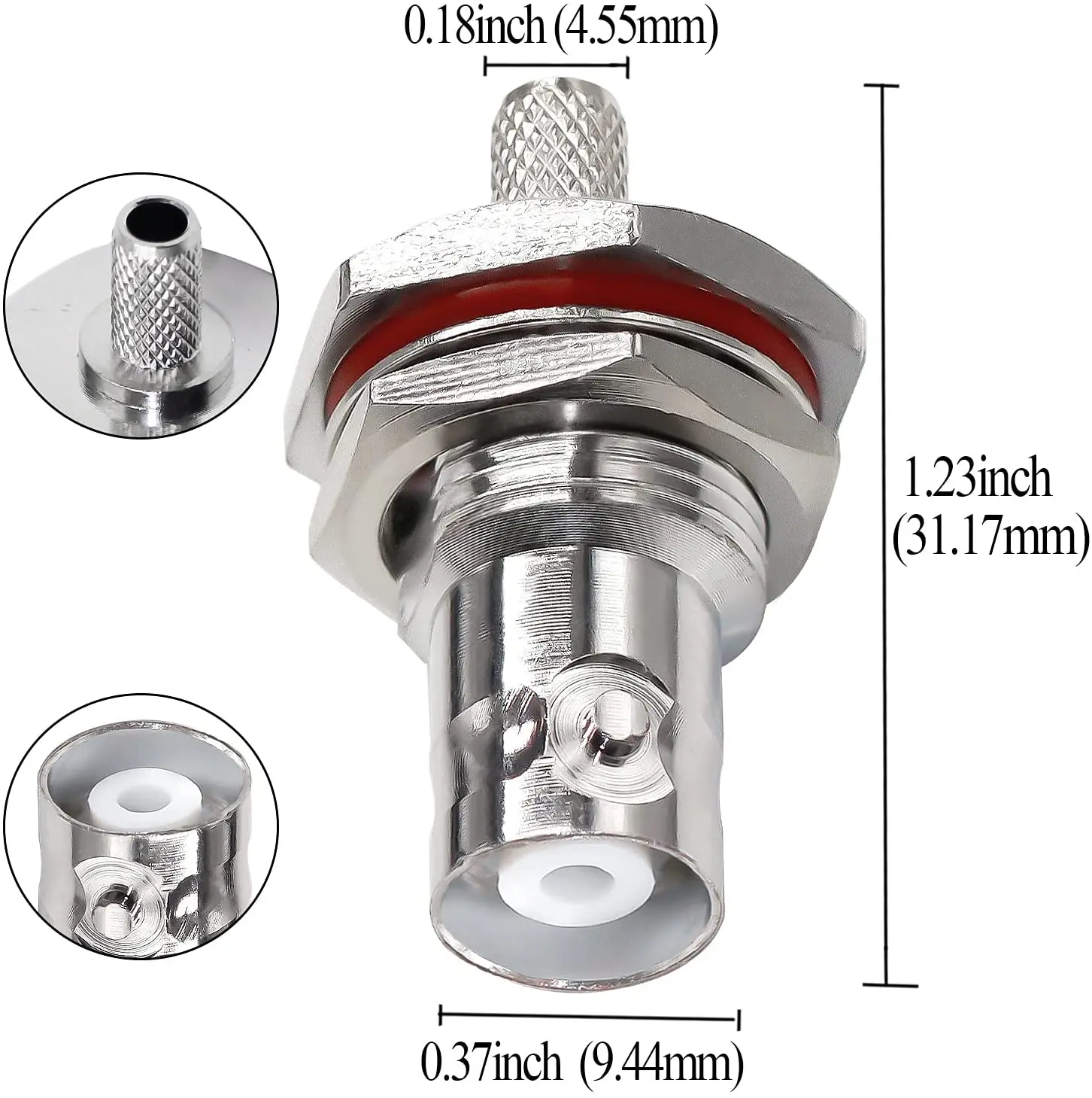 10pcs BNC Female Crimp Connector BNC Female Bulkhead Jack Mount Connector Waterproof  forRG58 RG142 RG400 LMR195 Coaxial Cable