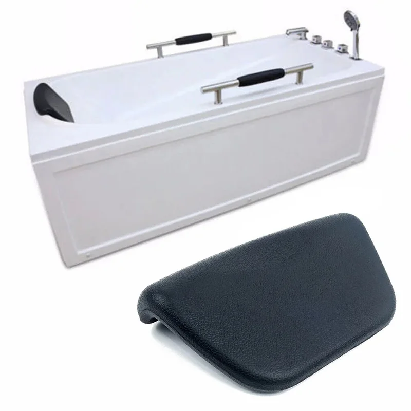 Spa Bathtub Pillow Black PU Headrest Bath Cushion With Non-Slip Suction Cups For Head Relaxing Neck Support Bathroom Accessories