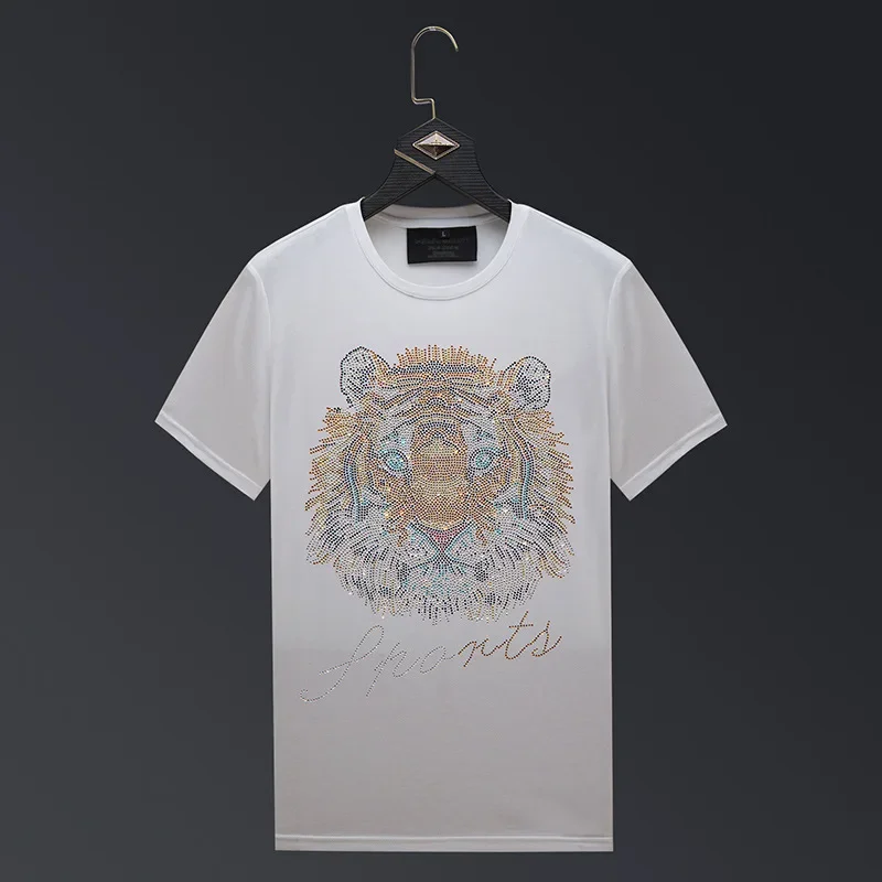 2024 Rhinestones T Shirts Men Clothing Summer Fashion Streetwear Slim Modal Cotton O Neck Short Sleeve T-shirts Plus Size 6XL