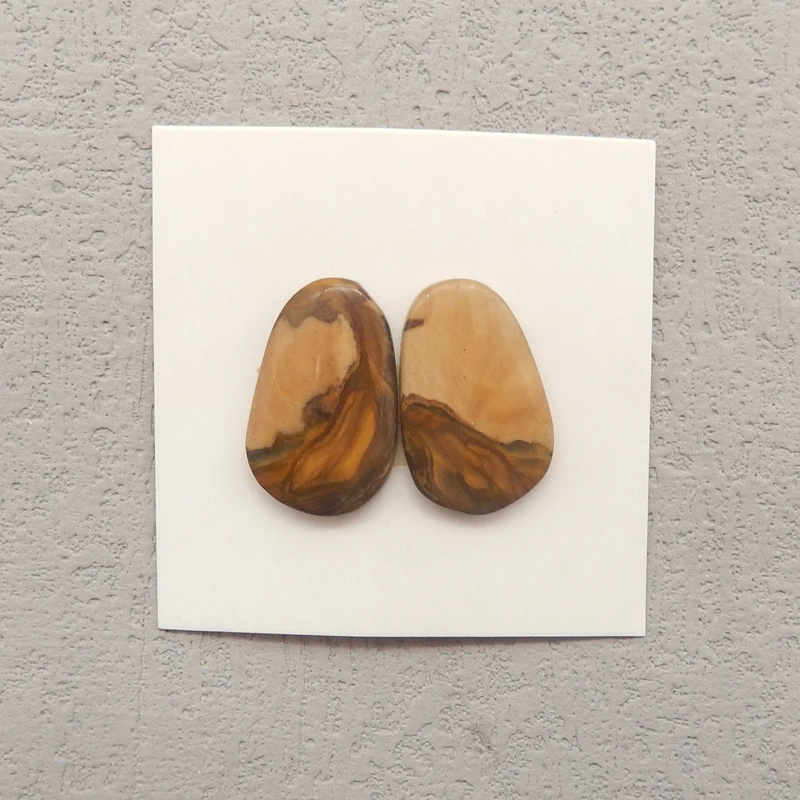 

Картина из натурального камня, яшма, кабошон, пара, уникальные женские модные ювелирные изделия, стильный самородок для серег, бусин 18x12x4 мм, 2,1 г