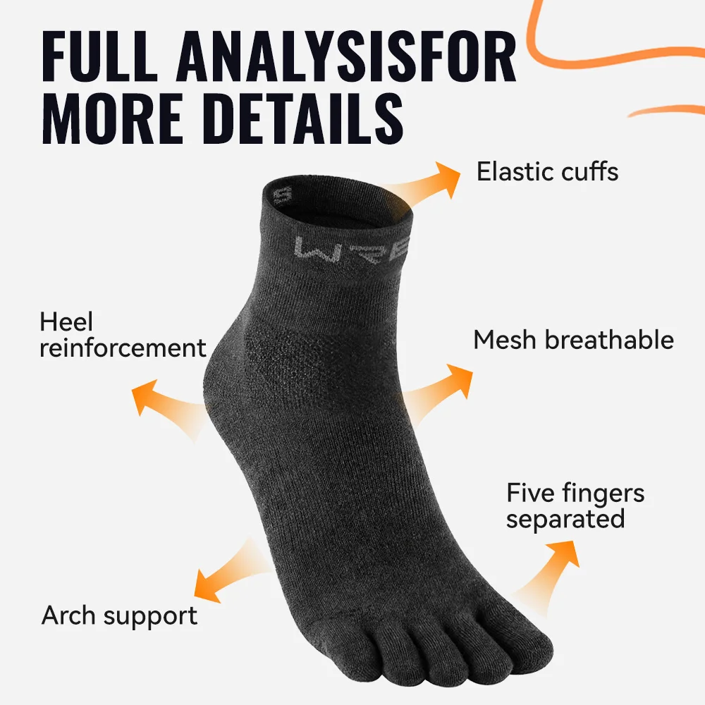 Picture 6: WRELS 1/2/3pairs Merino Wool Breathable Running Five-Toe Socks Unisex Elastic Shock-proof Toe Socks Comfy Trail Training Socks