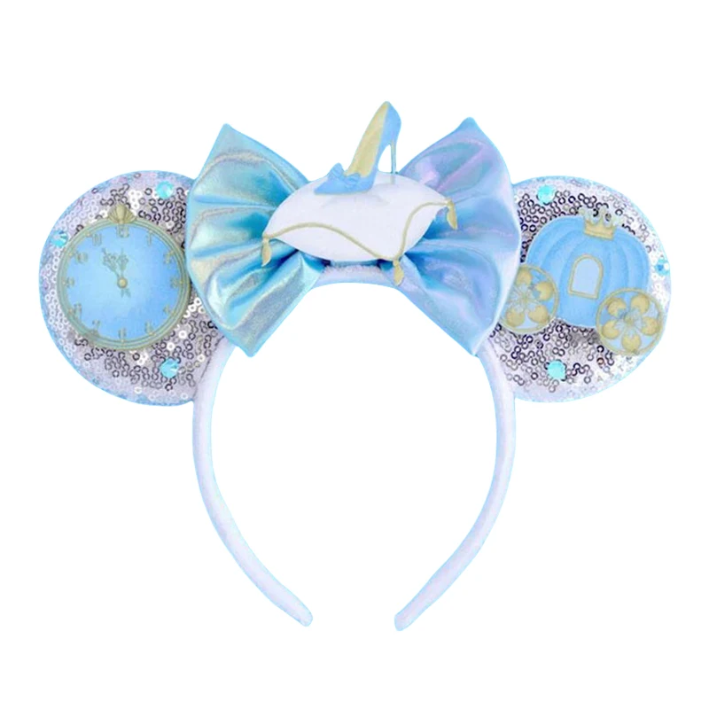 New Mickey Mouse Headband High-heeled Shoes Hair Accessories Women Princess Ears Headbands Girl Crown Bow Sequins Olaf Hair Band