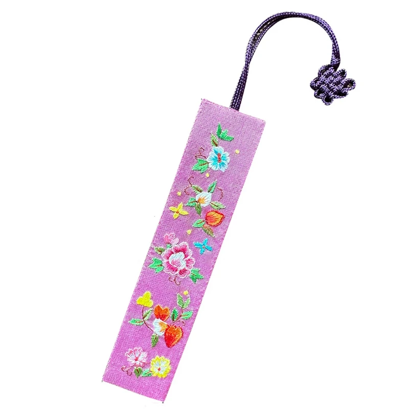 Hand Embroidered Bookmark Chinese Style Linen Fabric Bookmark Gift Box Packing Special Souvenir Wedding Favor Reading Page Gift