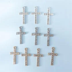 10pcs Colorful Crystal Cross Charms Pendant Jewelry Accessory Prayer Jesus Cross DIY Charms for Earring Findings
