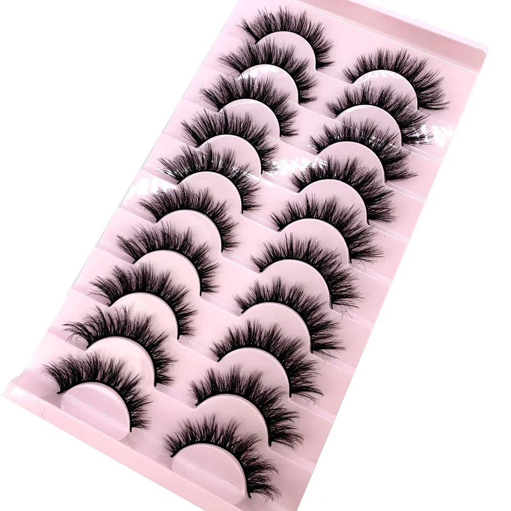 HBZGTLAD 5/9/10 dual 3D natural messy artificial mink fur false eyelashes crossed wise fluffy eyelashes extended eye makeup