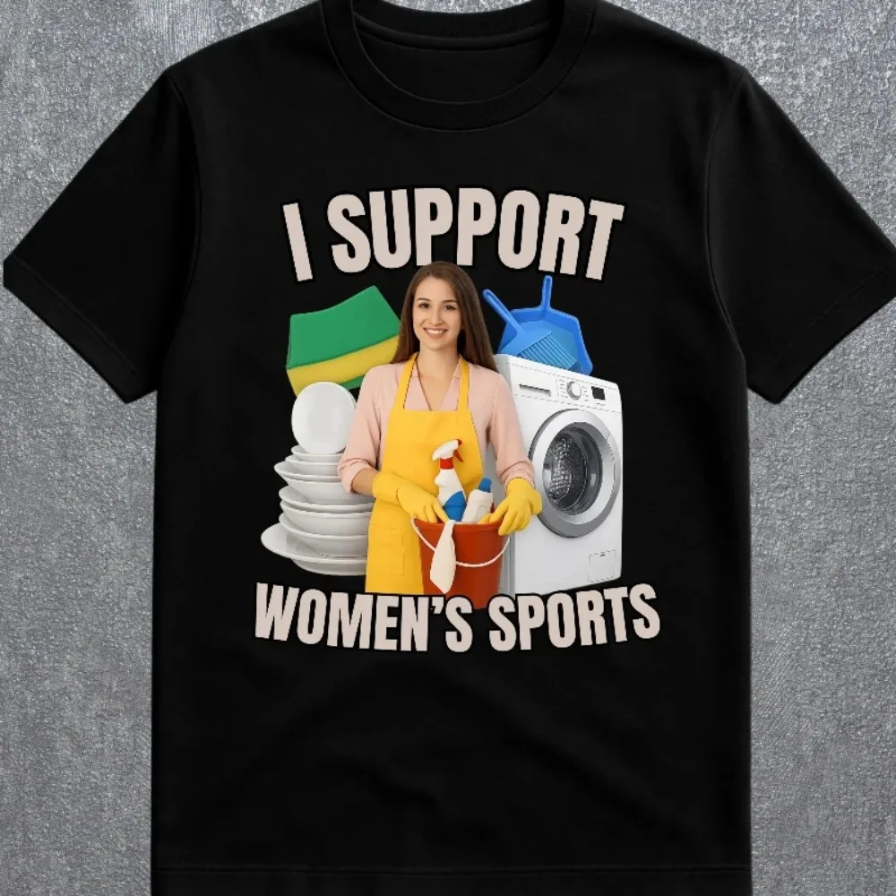 Herren-T-Shirt „I Support Women's Sports“, Unisex, Oversize-T-Shirt für Damen, Streetwear, lässig, kurzärmelig, lustiger sarkastischer Humor, Gen-Z-Humor – Detail 4