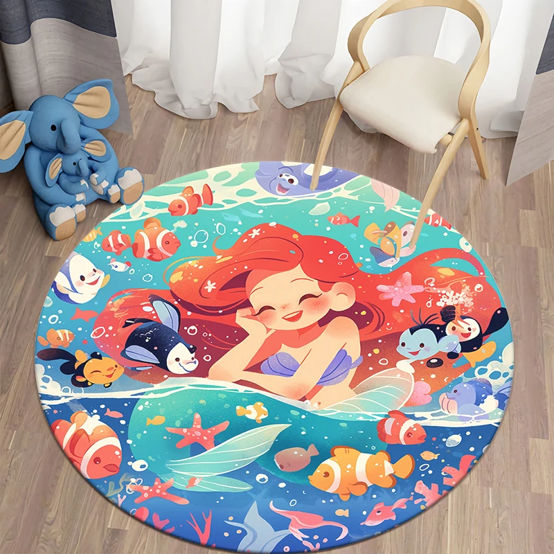 The Little Mermaid Ariel HD Printed Round Carpet.soft and exquisite, Living Room,bedroom,sofa,doorway Mat.table,chair,gift,Rug