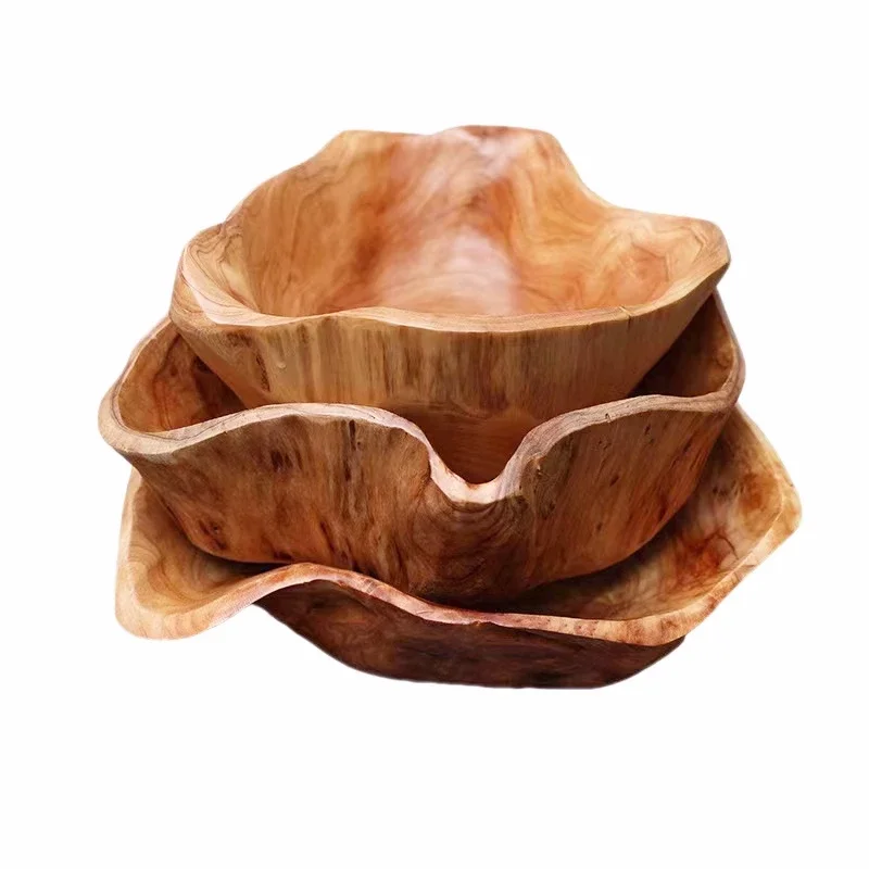 Handmade Natural Wood Fruit Tray, Wooden Bowl, Irregular Snack, Sushi Bread, Dessert, Candy Plate, Salad Trays, Home Decoration