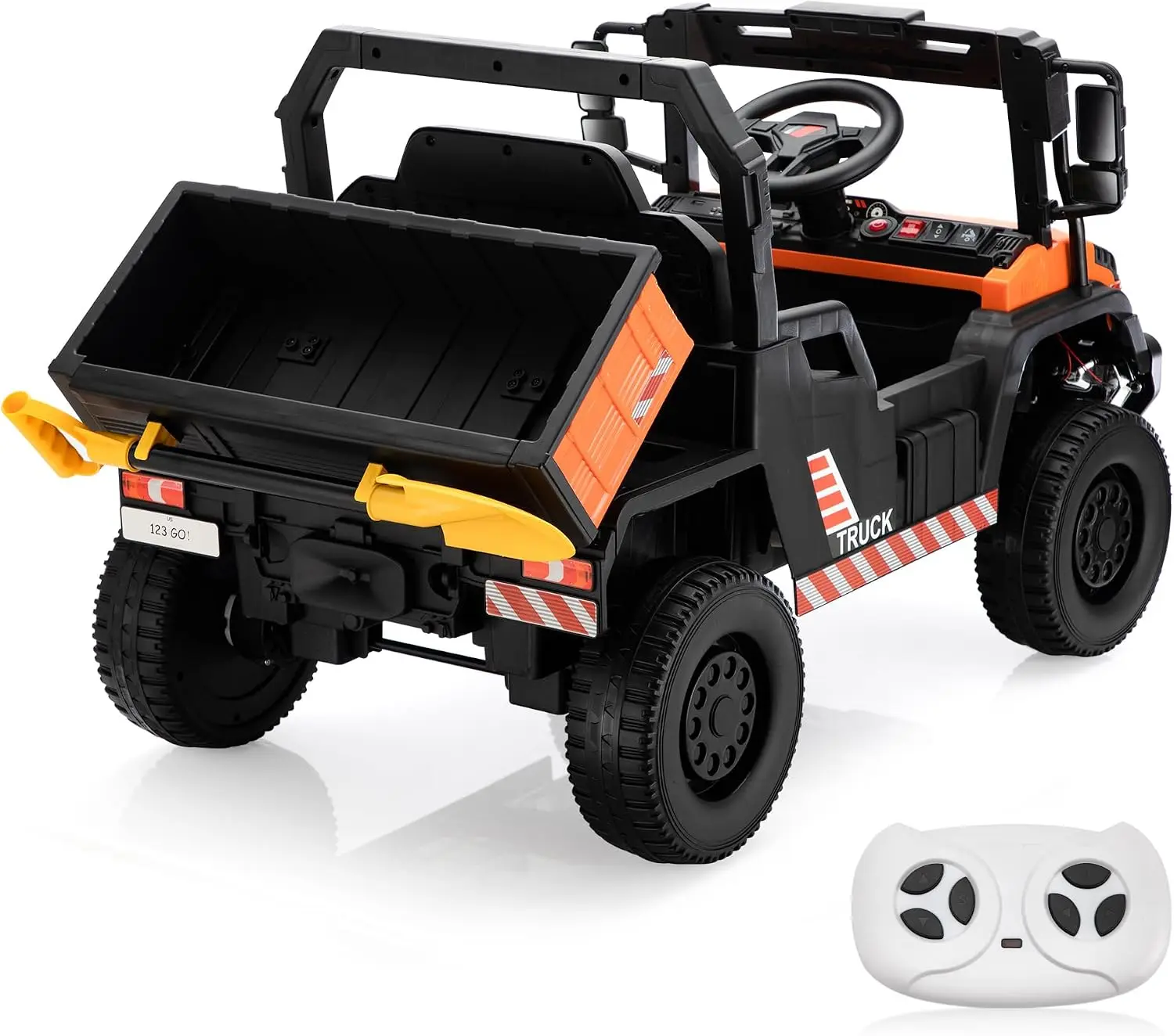 TOBBI 12V Electric Kids Car, Toddlers Ride On Dump Truck Toy with Parent Remote Control, Battery-Powered 4 Wheels Off-Road Vehic