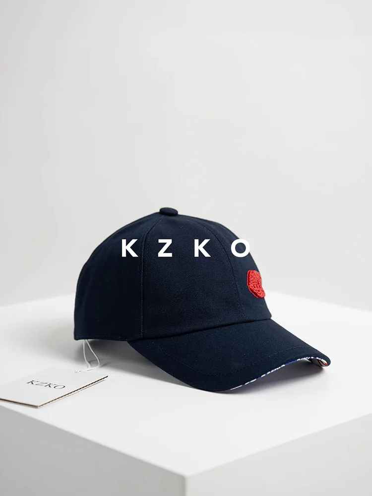 Kzko in Stock | Beaded Logo  Plaid Baseball Cap Make Your Face Look Smaller Brim Hat