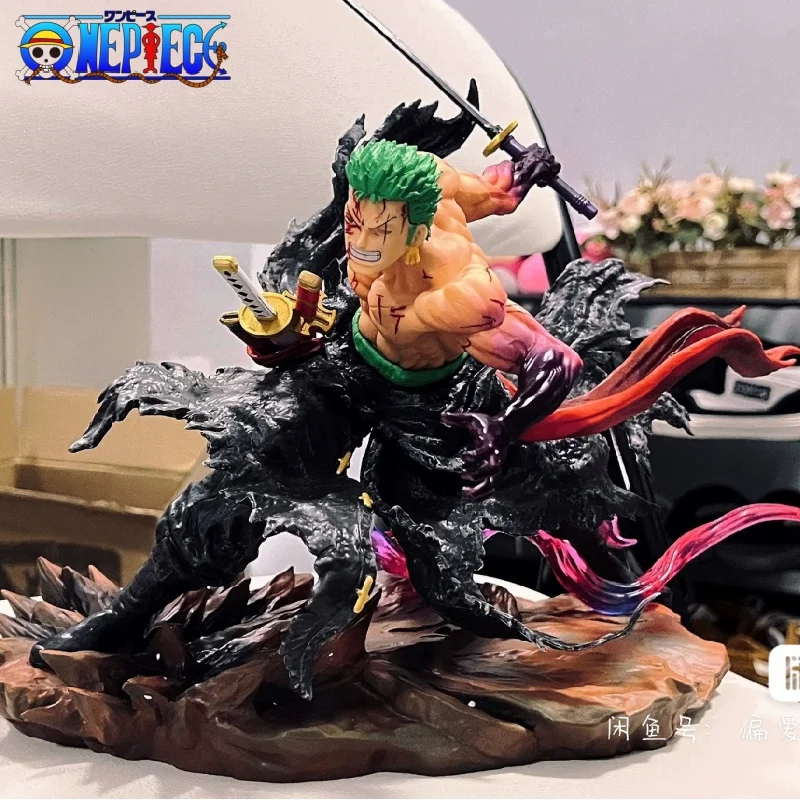 32cm One Piece Figure Roronoa Zoro  Anime Figures 2 Heads Zoro Figurine Gk Statue Pvc Model Doll Ornament Collection Gift