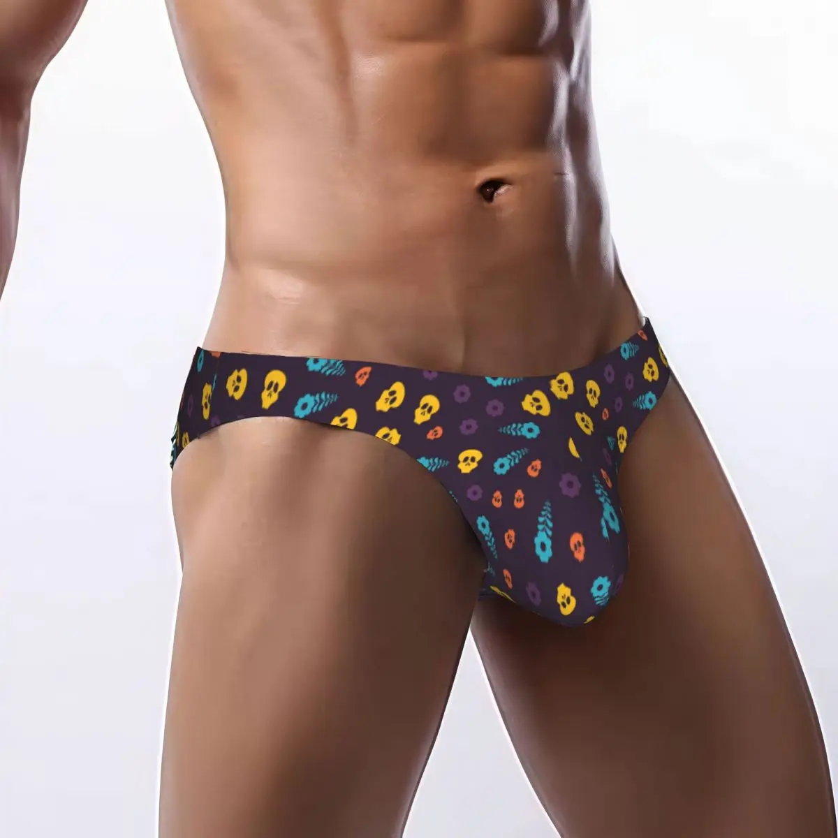 

Men's Panties Man Briefs Day Of The Dead Skulls Flowers Background Sexy Underwear Male Bikini Underpants