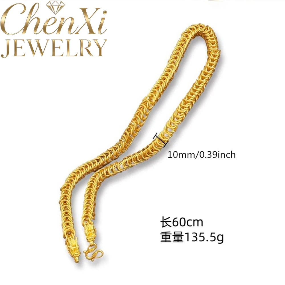 High-end Sand Gold Dragon Bone Necklace Luxury Quality Fashion Fine Jewelry Exquisite Elegant Popular Charms Mascots Gift Young 6
