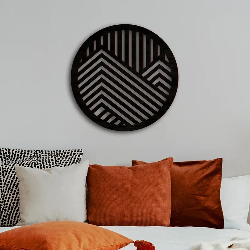 Irregularly Wooden Round Board Decoration Handmade Carving Pendant Wall Room Sticker Hollow Out Office Wall Hanging Ornaments