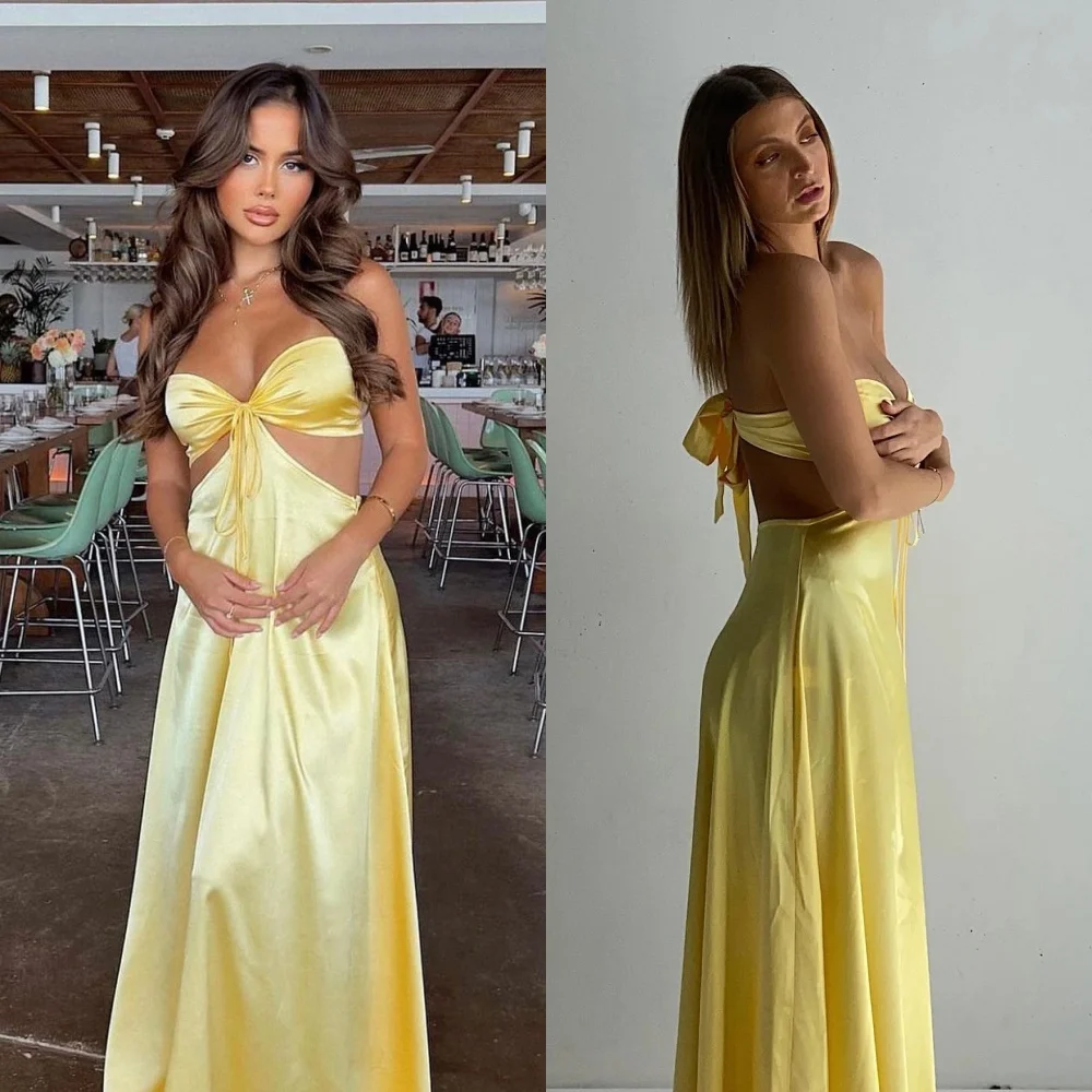 

Customized Graceful Sweetheart Strapless Evening Dress Delicate Lace Up Back Celebrity Gowns Fashion Satin A-Line Party Dress