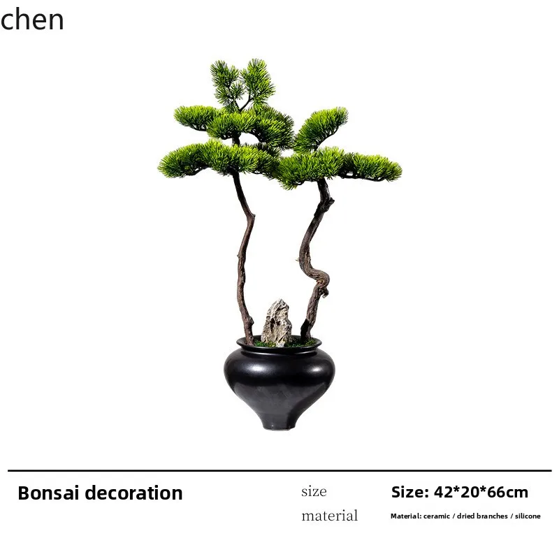 HYS New Chinese Style Artificial Welcoming Pine Hotel Homestay Vintage Indoor Bonsai Entrance