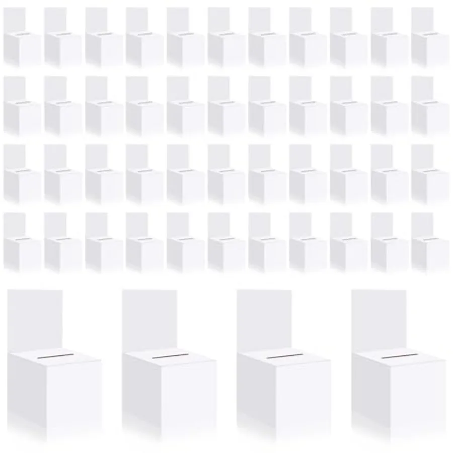 

4 Raffle Boxes, 6 x 6 x 6 Inch Ballot Boxes for Fundraising, Donation, Charity, Voting, Contest