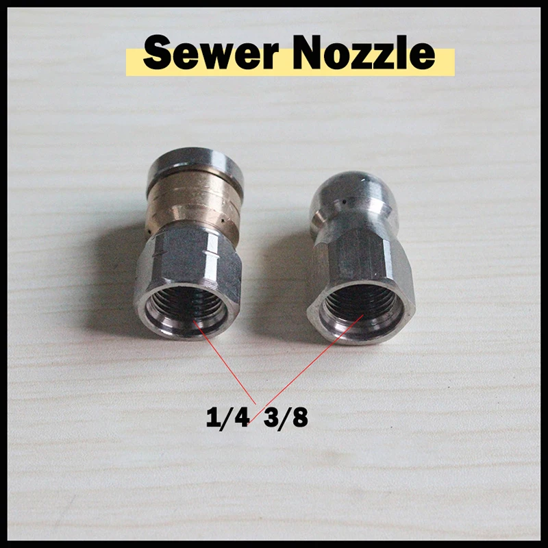 Jetter Washer nozzle 1/4 3/8inch Steel Pressure Washer Drain Sewer Cleaning Pipe Jetter Spray For Drain Hose Nozzle Sewer Nozzle 