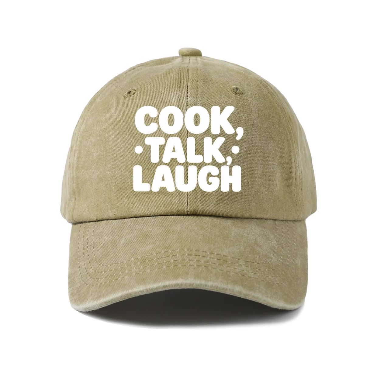 Cook Talk Laugh Graphic Vintage Washed Baseball Cap, Adjustable Unisex Dad Hat, Casual Gift