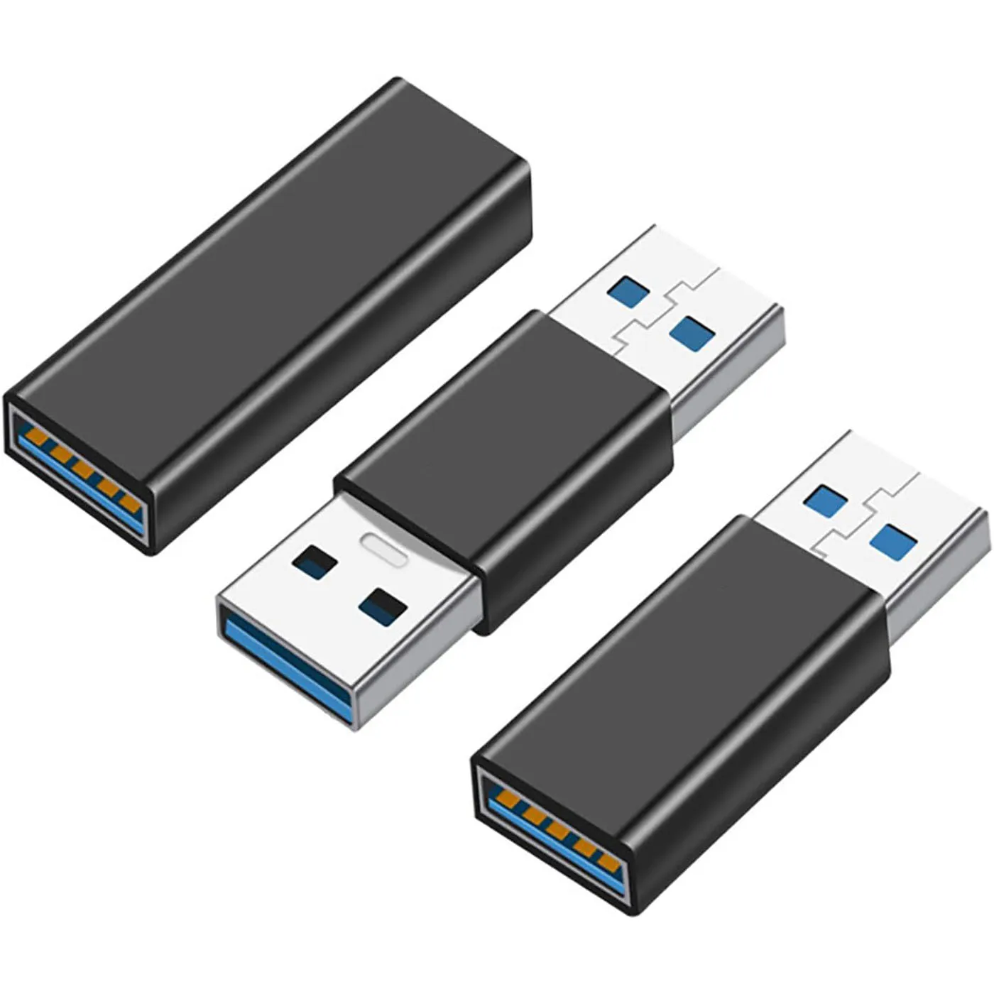 Three usb male-to-male adapters, 3.1usb male-to-female couplers, usb male-to-USB converters, suitable for laptops