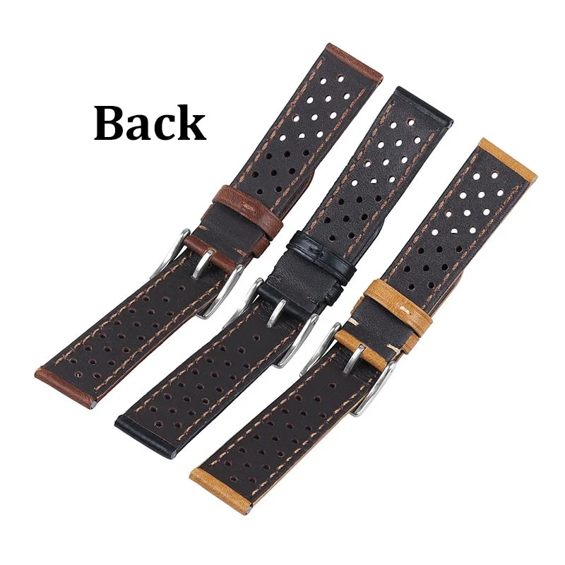 18mm 20mm 22mm Genuine Leather Watch Strap Breathable Handcrafted Cowhide Leather Belt Bracelet Universal Women Men Watch Band