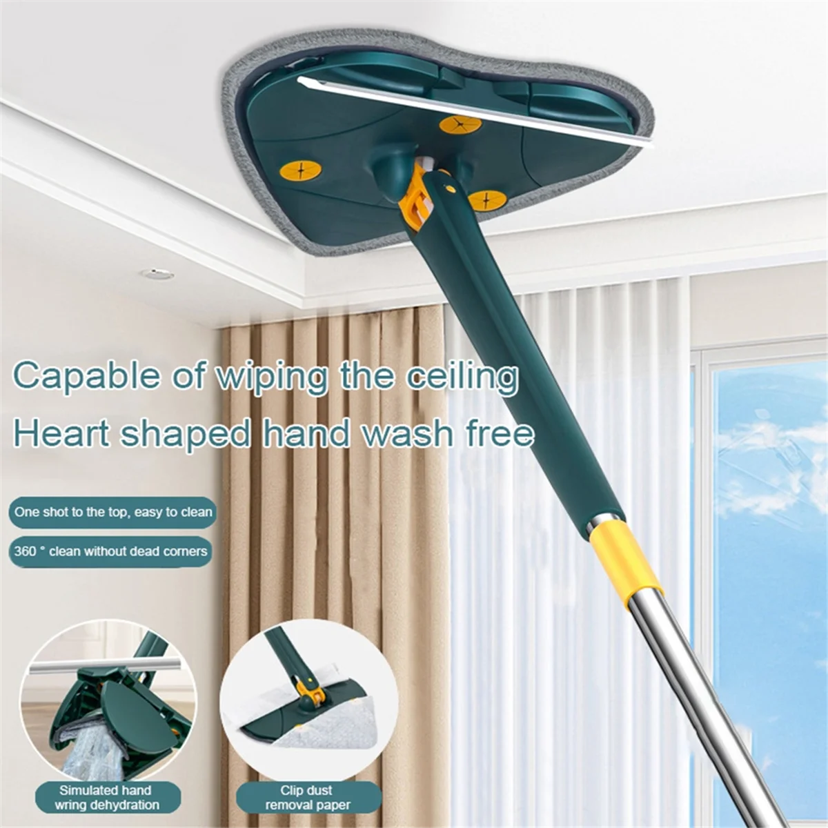 Telescopic Triangular Mop Self-Twisting Water Triangular Extended Mop Hands-Free Lazy Tool Rotating Household Cleaning