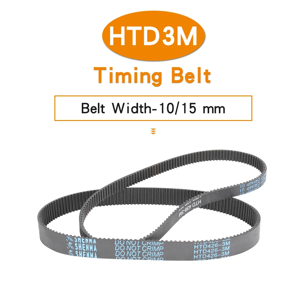 

Pulley Belt HTD3M-411/420/423/426/432/435/438/441/444/447/450 Closed Loop Transmission Belt Width 10/15 mm For 3M Pulley Wheel