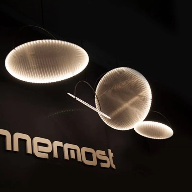 Lámpara colgante Kepler, diseño italiano, luz de anillo minimalista, mesa de comedor, lámpara de tela, decoración para sala de estar, lámpara de noche