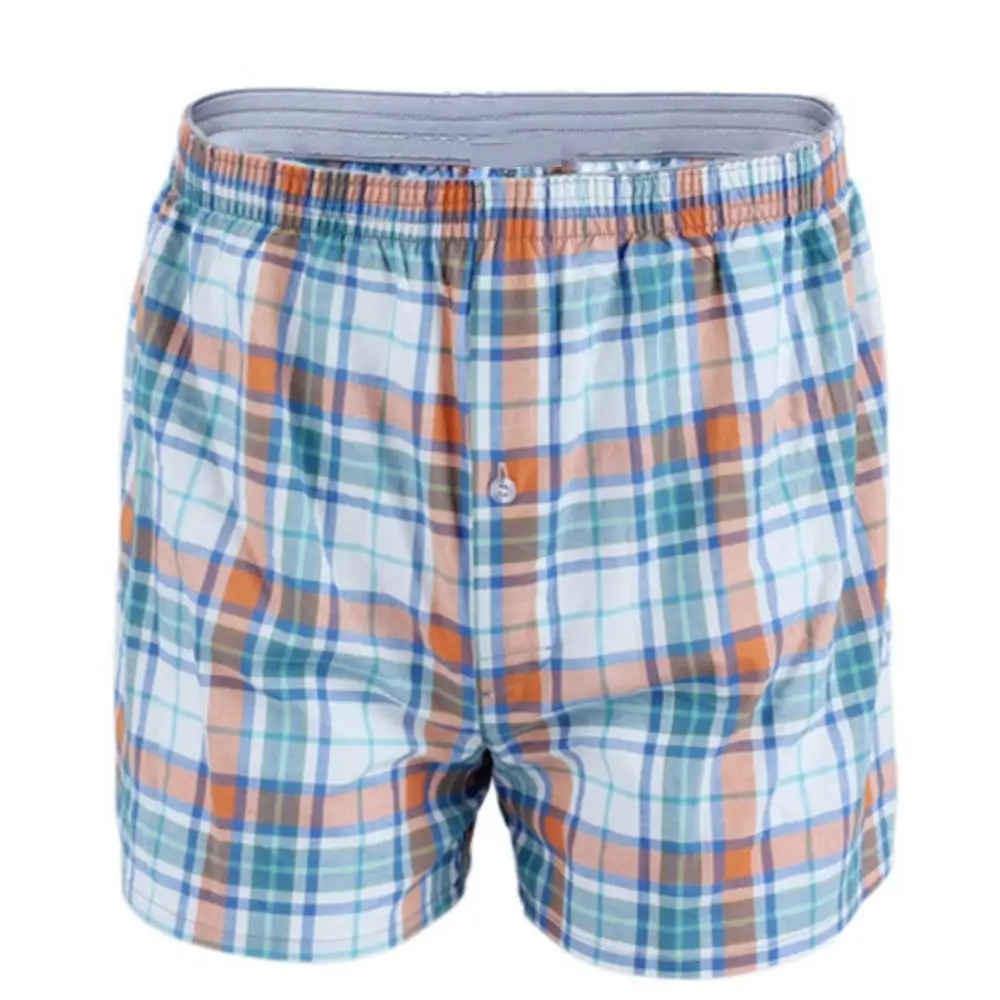 Casual Plaid Print Elastic Waist Men Underwear Summer Beach Pants Boxers Shorts