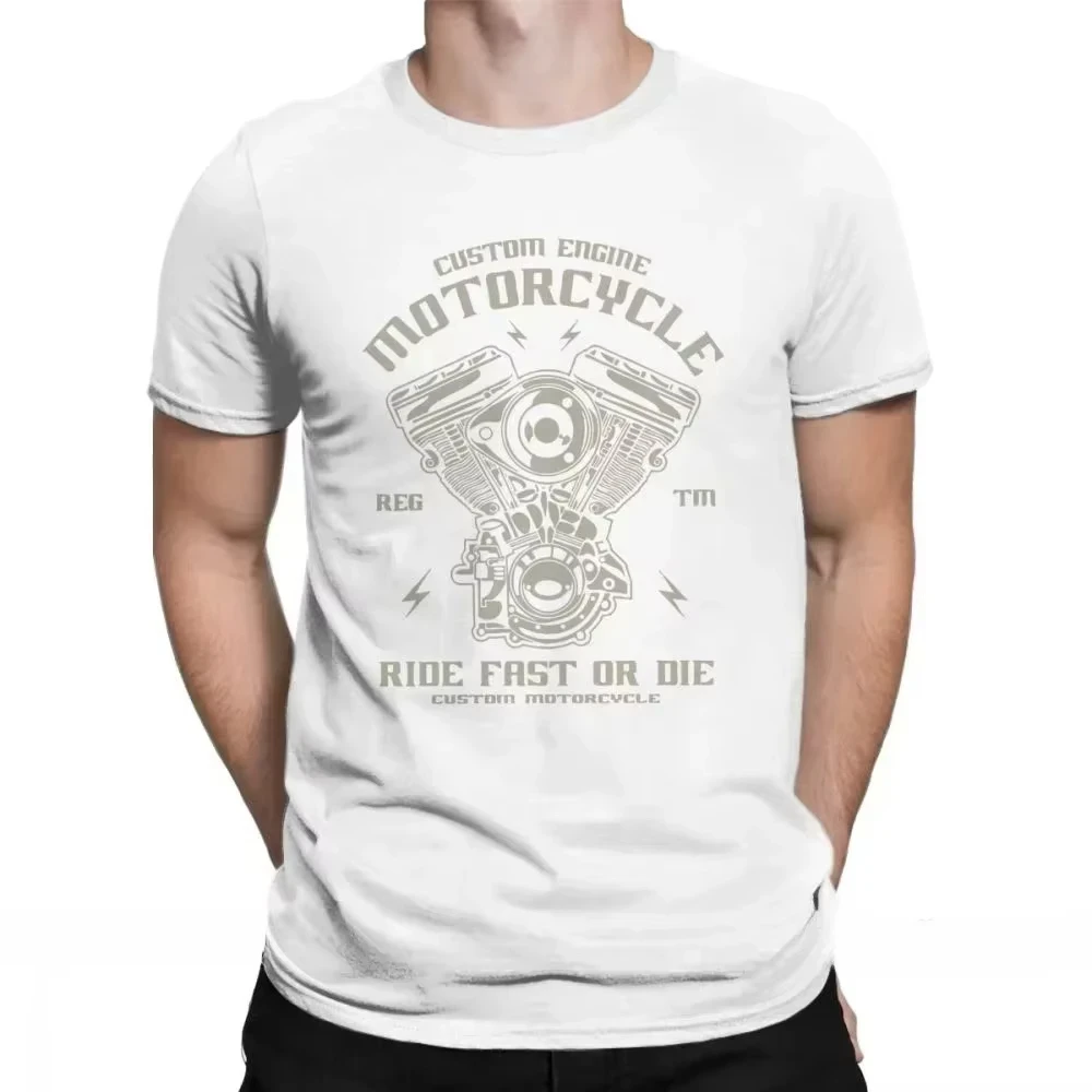 2026 Vintage Custom Motorcycle Engine Graphic Short‑Sleeve T‑Shirt For Kids Adults Biker Theme Crew Neck Casual Tee