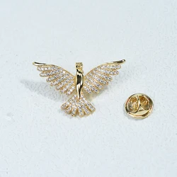 ICEYY Shiny CZ Flying Bird Eagle Pin Brooch men's and women's suit accessories