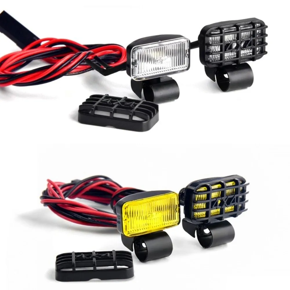 1 Para Metalowych Reflektorów do Samochodów RC 17mm 1/10 1/8 Symulacja Reflektora z Osłoną Światła Prostokątna do TRX-4 TRX-6 SCX10