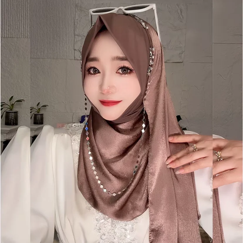 2026 Summer Muslim Girls Shayla Rhinestone Women Hijabs Wraps