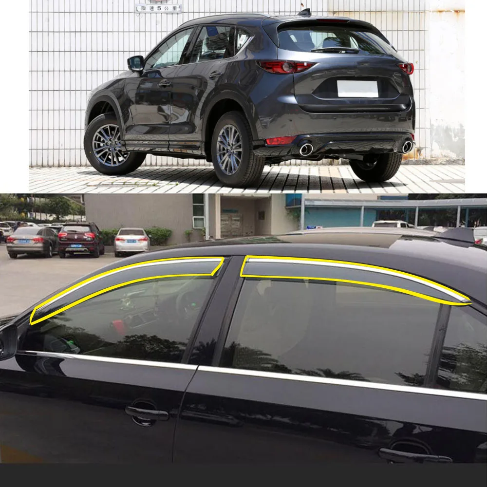 Car Body Styling Sticker Plastic Window Glass Wind Visor Rain/Sun Guard Vent Parts For MAZDA CX-5 CX5 2017 2018 2019 2020 2021