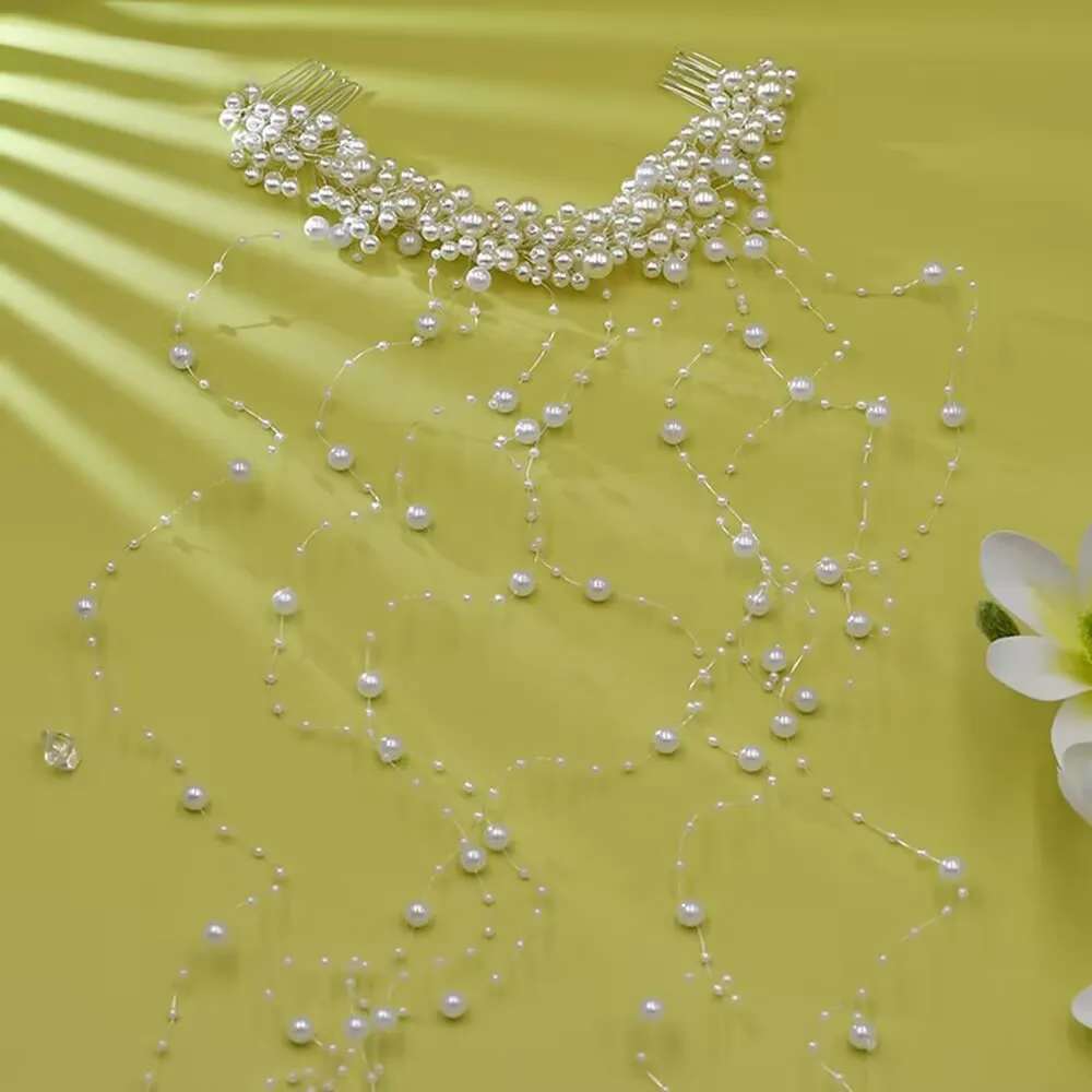 Sisir Rambut Wanita Hiasan Kepala Rumbai Manik-manik Panjang