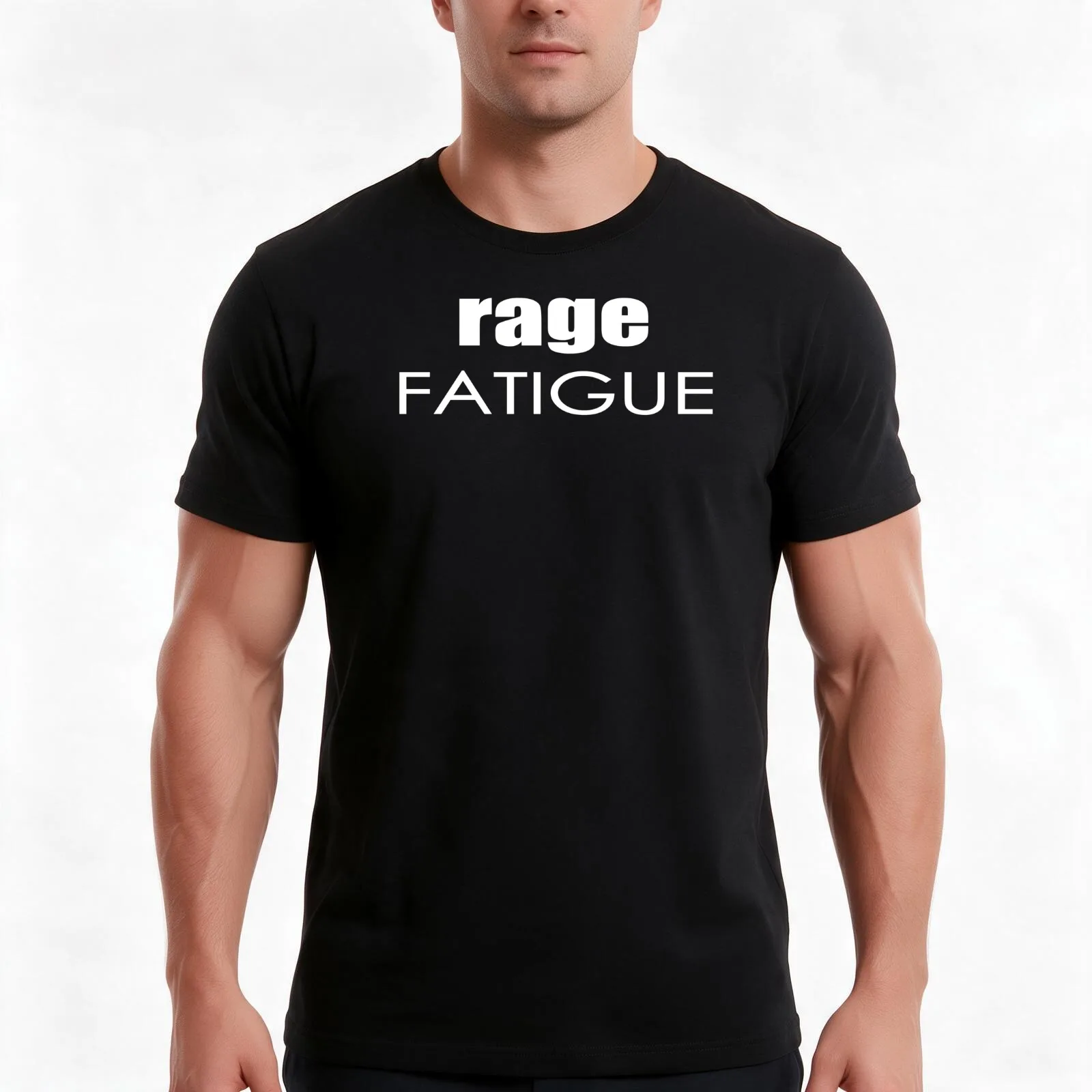 Rage Fatigue T-Shirt, Summer Casual Cotton Tee, Oversized Streetwear Tops, Vintage Graphic Print, Loose Fit Short Sleeve