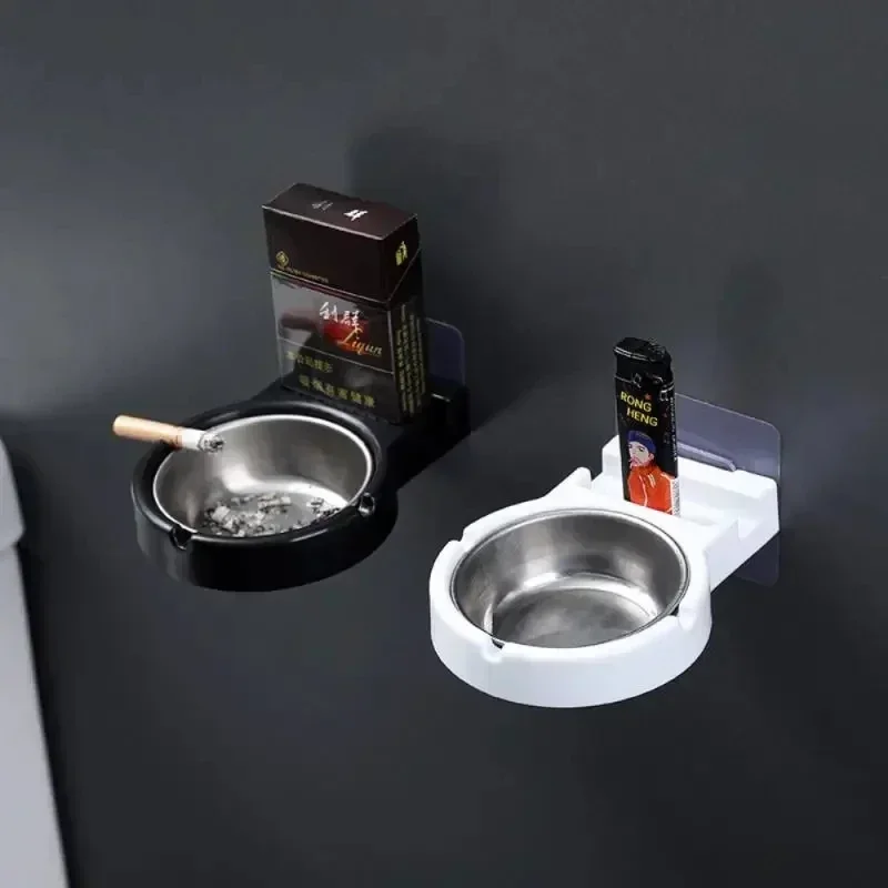 

Stainless Steel Wall-mounted Ashtray Hanging Cigarette Ash Storage Cup Rack Bathroom Toilet Smoking Tools For Washroom Balcony
