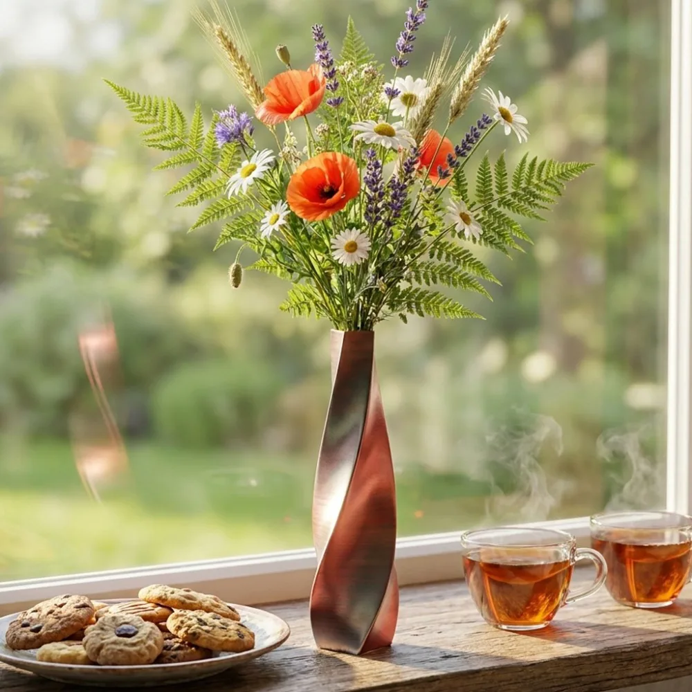 Twisted Design 3D Printed Flower Vases Flower Arrangement Gradient Color Decorative Flowerpot Modern Twisted Flower Bottle