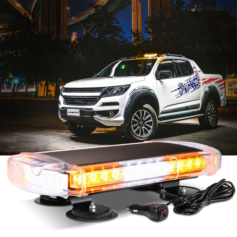 AUXBEAM LED Rooftop Strobe Beacon Light Magnetic Base 17Inch Emergency Traffic Hazard Warning Caution Lightbar 23 Flashing Modes