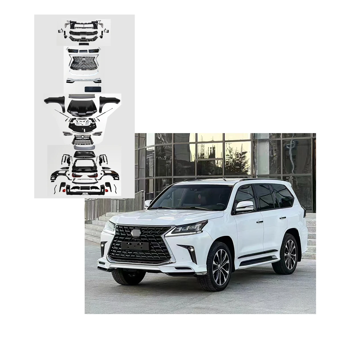 Car facelift bodykit Car Modification Parts Body Kit For 2008-2015 Lexus Change To 2021 Lexus 570 LX 570 model Bodykit