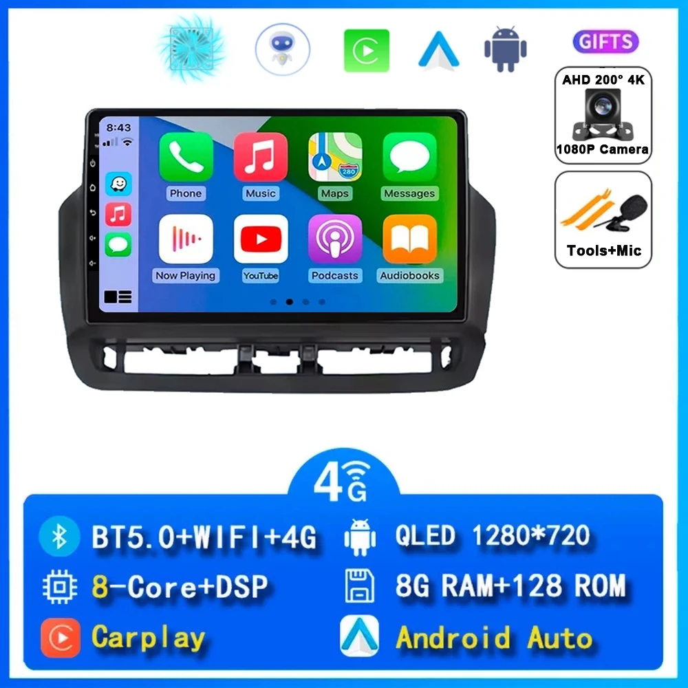 Autoradio voor Seat Ibiza 2012 - 2015 QLED Android 15 Multimedia Videospeler GPS 4G WIFI CarPlay Auto Wireless Stereo Geen 2Din