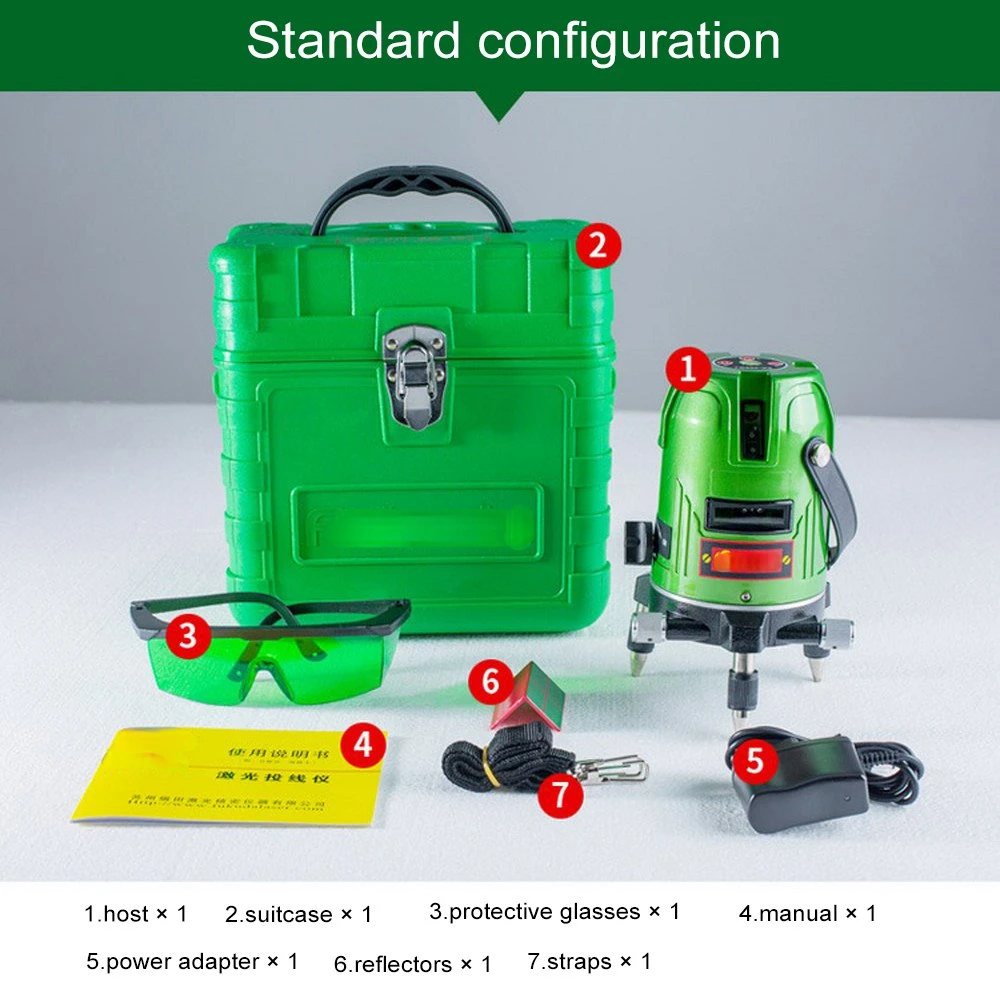 Imagem -06 - Multifuncional Laser Nível 532nm Linhas 360 Lazer Rotativo Luz Verde Laser Nível da Bateria Cruz Linha Nível Adesivo de Parede à Terra