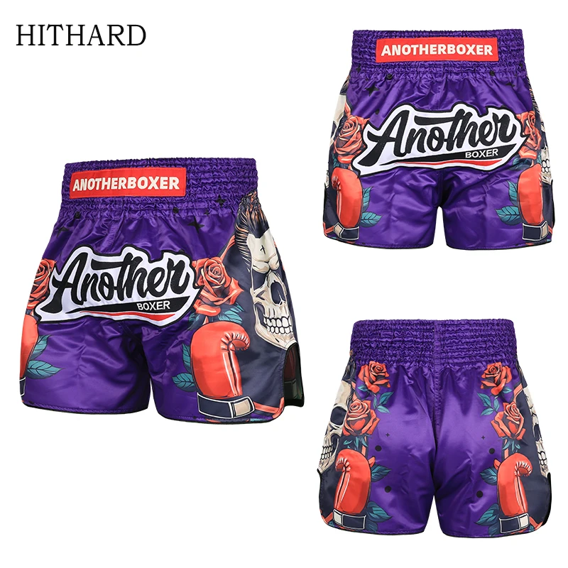 قصيرة الملاكمة التايلاندية الرجال النساء هيكل جمجمة السراويل ل الملاكمة التايلاندية MMA القتال التدريب السراويل تنفس الملاكمة ثي كيك بوكسينغ السراويل